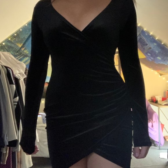 Nasty Gal Velour Body Con Dress with Slit - Picture 1 of 4
